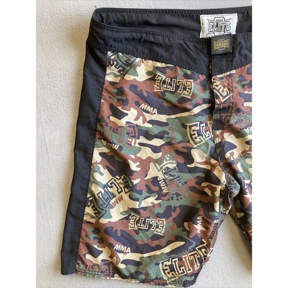MMA Elite Black Camo Shorts Sz 2XL XXL Hook and Loop Drawstring Boxing Fighting - Picture 2 of 13